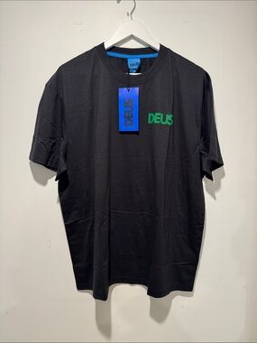 Black Short Sleeve Logo Tee - Green Print